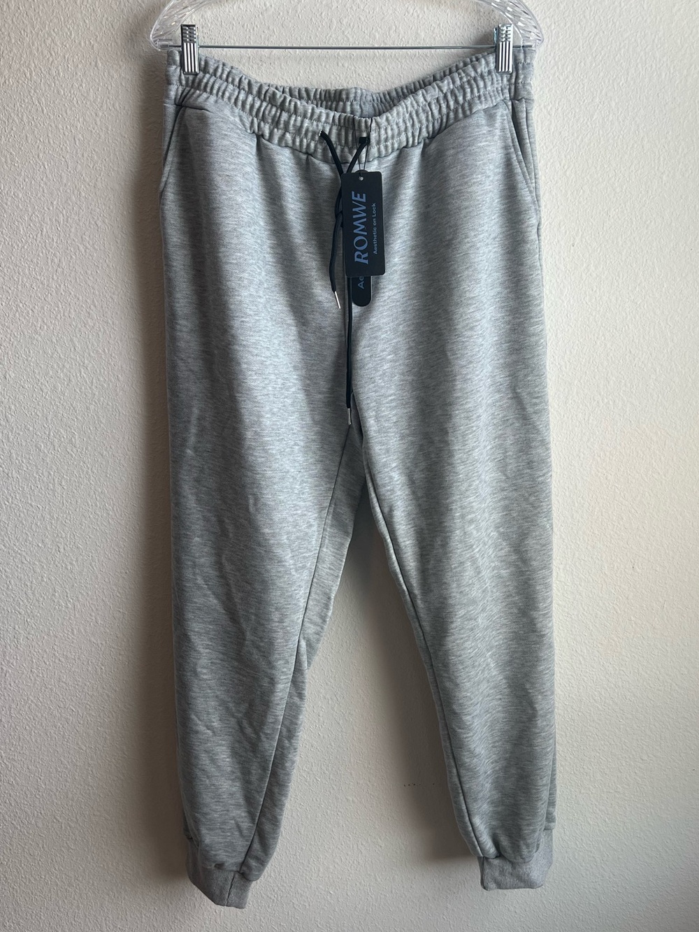 ROMWE Grey Men's XL Athletic Sweat Joggers with Drawstring Loungewear